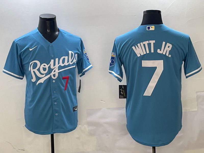 Men Kansas City Royals #7 Witt jr Light Blue Game 2025 Nike MLB Jersey style 4->chicago cubs->MLB Jersey